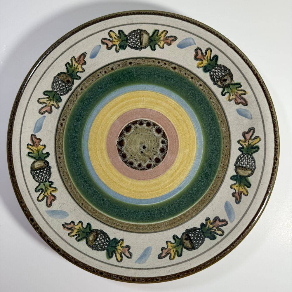Vintage Louisville Stoneware Acorn & Oak Dinner Handpainted Dinner Plate 11in
